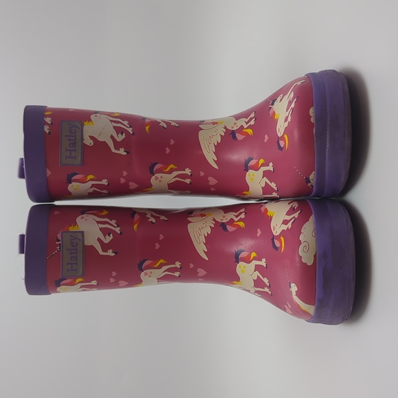 Hatley Girls Kids Printed Rain Boots Rainbow Unicorns 🌈 🦄 - Picture 3 of 14
